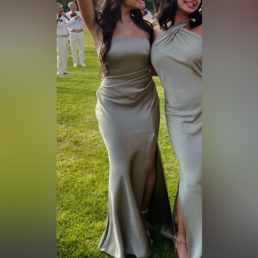 Bec + Bridge Dreamer Strapless Dress Sage Green Bridesmaid Dress